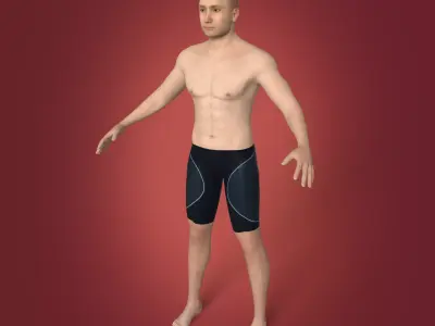 Realistic Surfer - Swimmer Man Model - Rigged Low-poly 3D model