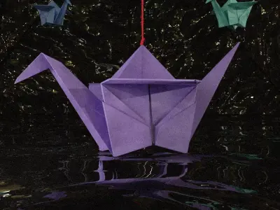 Origami Crane Scene Low-poly 3D model