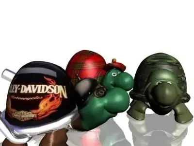 3 turtles harley davidson Low-poly 3D model