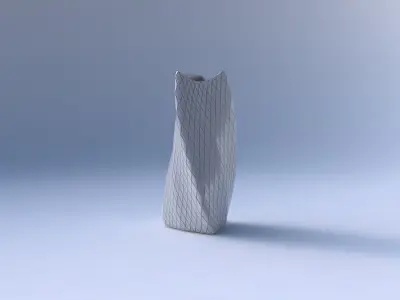 Vase twist curved tipping triangle 2 with diagonal grid plates 3D print model