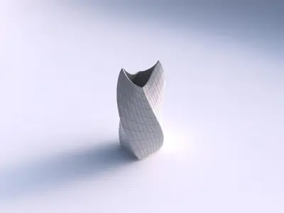 Vase twisted double arc quadratic with grid plates 3D print model
