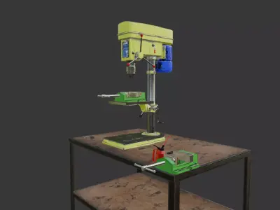 Industrial Milling Machine  Low Poly PBR Game Ready 3D Model Low-poly 3D model