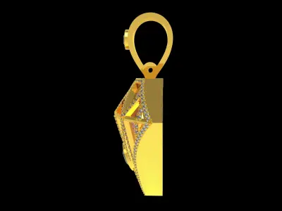 Diamond Shaped Gold Tone Charm Pendant 3D print model