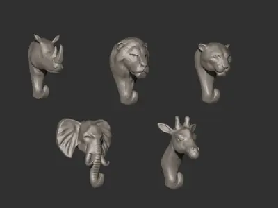 Safari Collection Wall Hooks 3D print model
