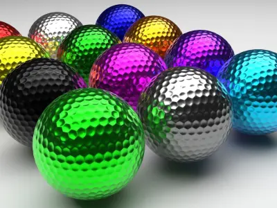 Colored Metal Golf Balls Set 3D model