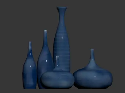 Set 5 ceramic vases 3D model