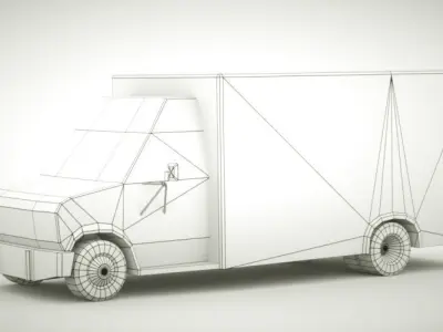 Ambulance v11 old style Low-poly 3D model