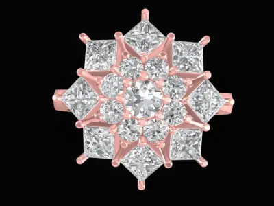 Luxury Snowflake Cluster Diamond Ring for Women 2429 3D print model