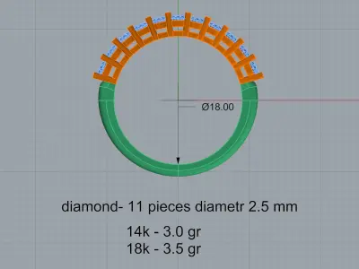 ring 3D print model diamond wedding gold Free 3D print model