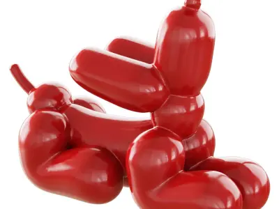 Red balloon dog sculpture 3D model