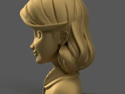 Cute Cartoon Girl Bust 3D Printable STL for Decoration 3D print model