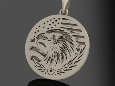 american flag eagle pendant 3D print model