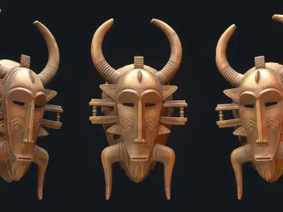 African mask 9 Low-poly 3D model