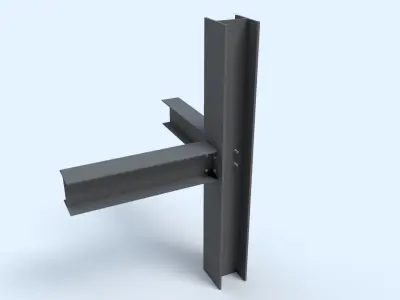 Steel Girder Frame Structure With Bolts Low-poly 3D model