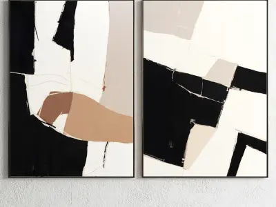 Plaster Two Photo Frame 28 Low-poly 3D model