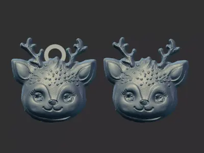 christmas cute deer face decor  3D print model