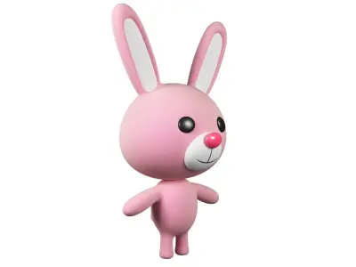 Rabbit cartoon character 01  Low-poly 3D model