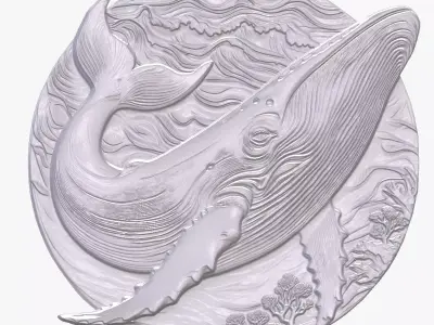 Blue Whale 3 basrelief for 3D printing 3D print model