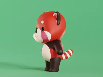  Red Panda Cartoon Character Chibi Kawaii  Low-poly 3D model