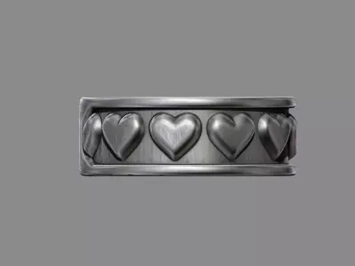Love hearts wedding band ring 3D print model