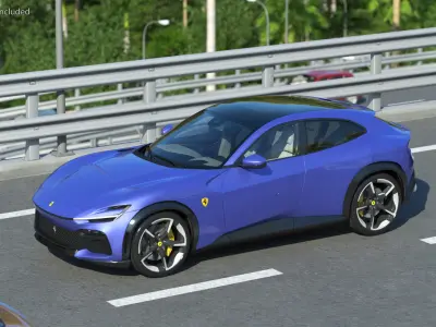 2023 Blue Ferrari Purosangue SUV Simple Interior 3D model