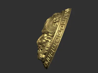 hannya ornate golden lion head 3D print model