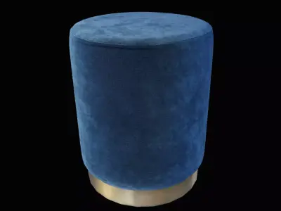 Velvet Pouf Blue Low-poly 3D model