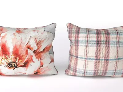 Voyage Cushion - Peony Red -Piped Pillow 3D model