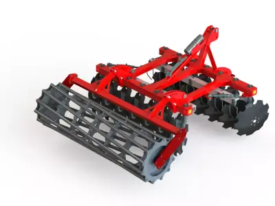 WG 0007 - Complete range of 4 mounted heavy disc harrow  3D model