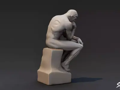 The Thinker Low-poly 3D model