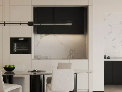 Modern living room dining room interior scenes  3D model