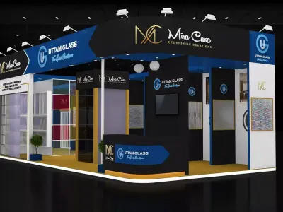 10mtr x 5mtr expo stall 2side open Exhibition Stand Design  Low-poly 3D model