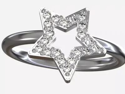 Star Ring with Stones 3D print model