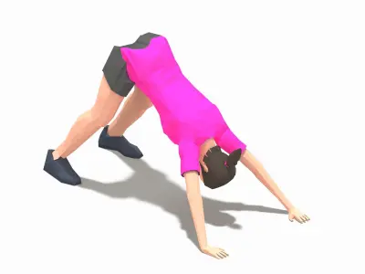 hindu push-ups Exercise Woman Animation Low-poly 3D model