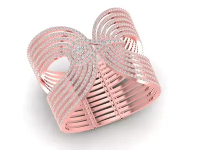 Elegant Bow Knot Multi-Strand Diamond Ring 3D Model 741 3D print model