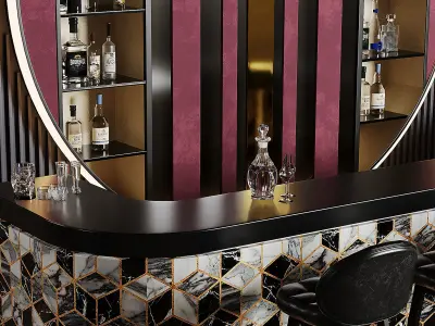 Bar Interior Low-poly 3D model