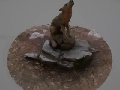 Wolf Wood Carving 3D model