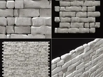 Wall brick splinter clay decor n1 3D model