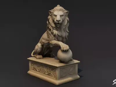 Lion Statue V3 Low-poly 3D model