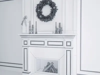 Fireplace 1 christmas wreath animation 3D model