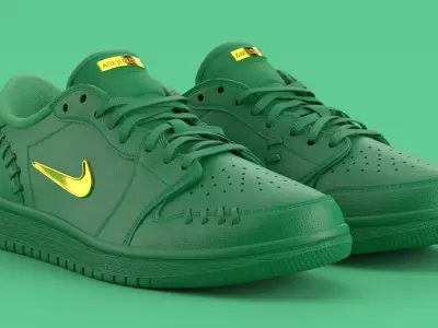 Air Jordan 1 Low Method of Make Green Metallic Gold Low-poly 3D model