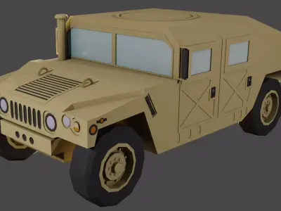 Humvee military vehicle Low-poly 3D model