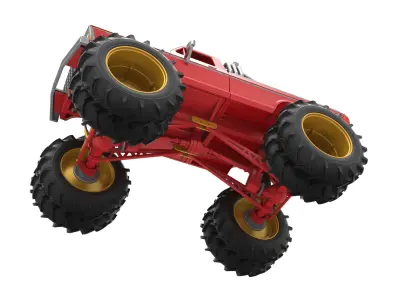 Vintage Monster Truck with double wheels Scale 1 to 25 3D print model