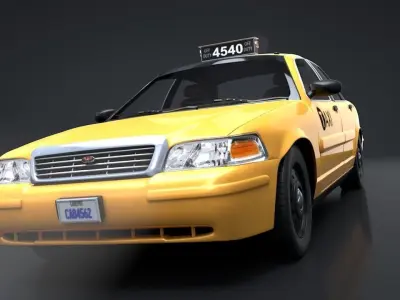 City Taxi Rigged C4D Low-poly 3D model