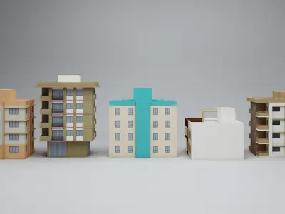 LOW POLY BUILDING COLLECTION 01 Low-poly 3D model
