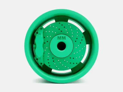 15x10 Radir Tri Ribb Wheel and Brake 3D print model