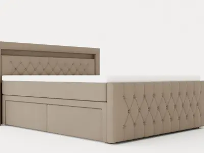 Franco Bed Package 180x200 Co Storage Led Lighting Beige Low-poly 3D model