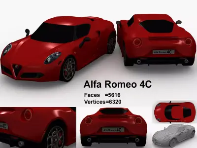 Alpha Romeo 4C sports car Low-poly 3D model
