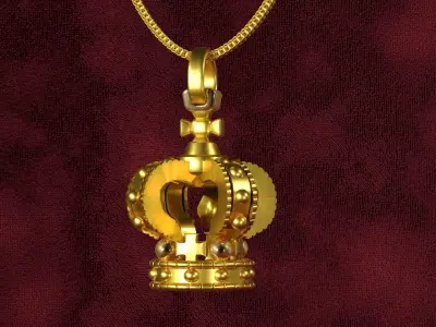Golden Crown Pendant 3D model
