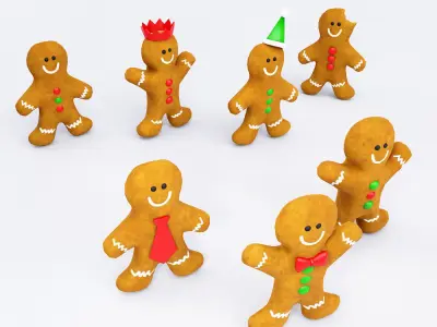 Gingerbread man 3d model Low-poly 3D model
